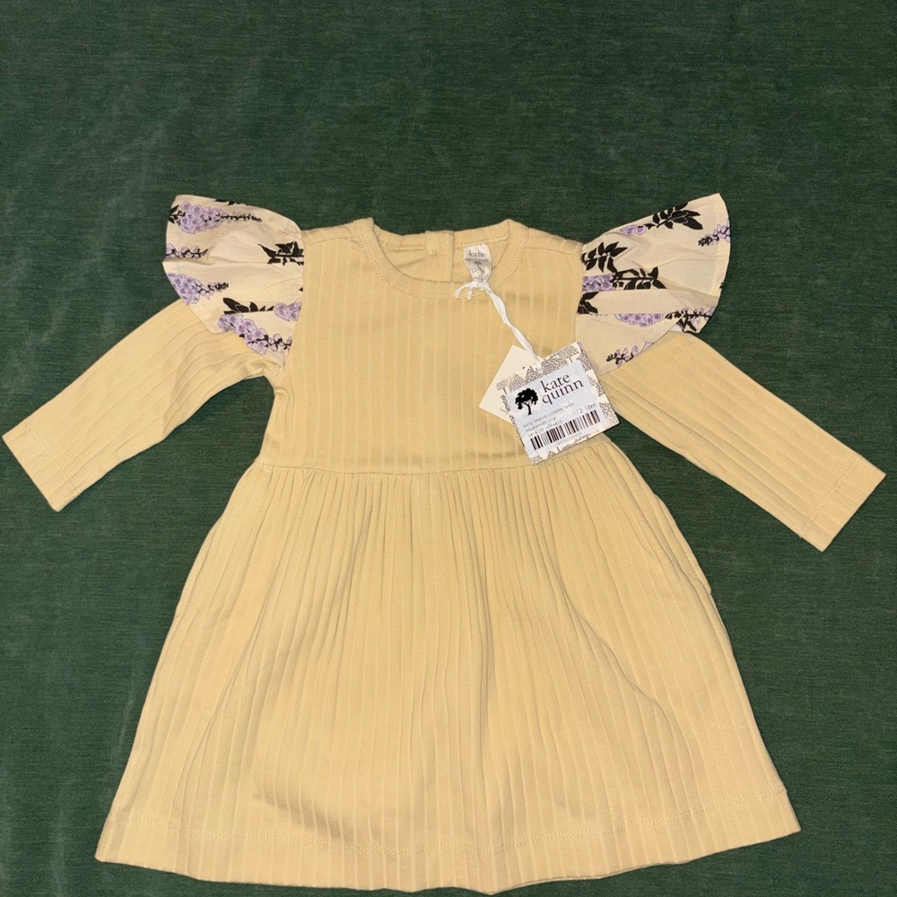 Kate Quinn cream Dress with Foxglove Floral Sleeves